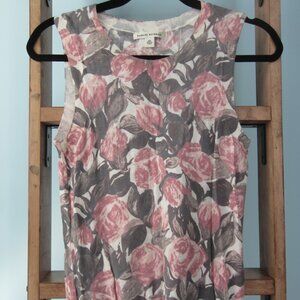 Banana Republic Pink and Gray Floral Shell in XS
